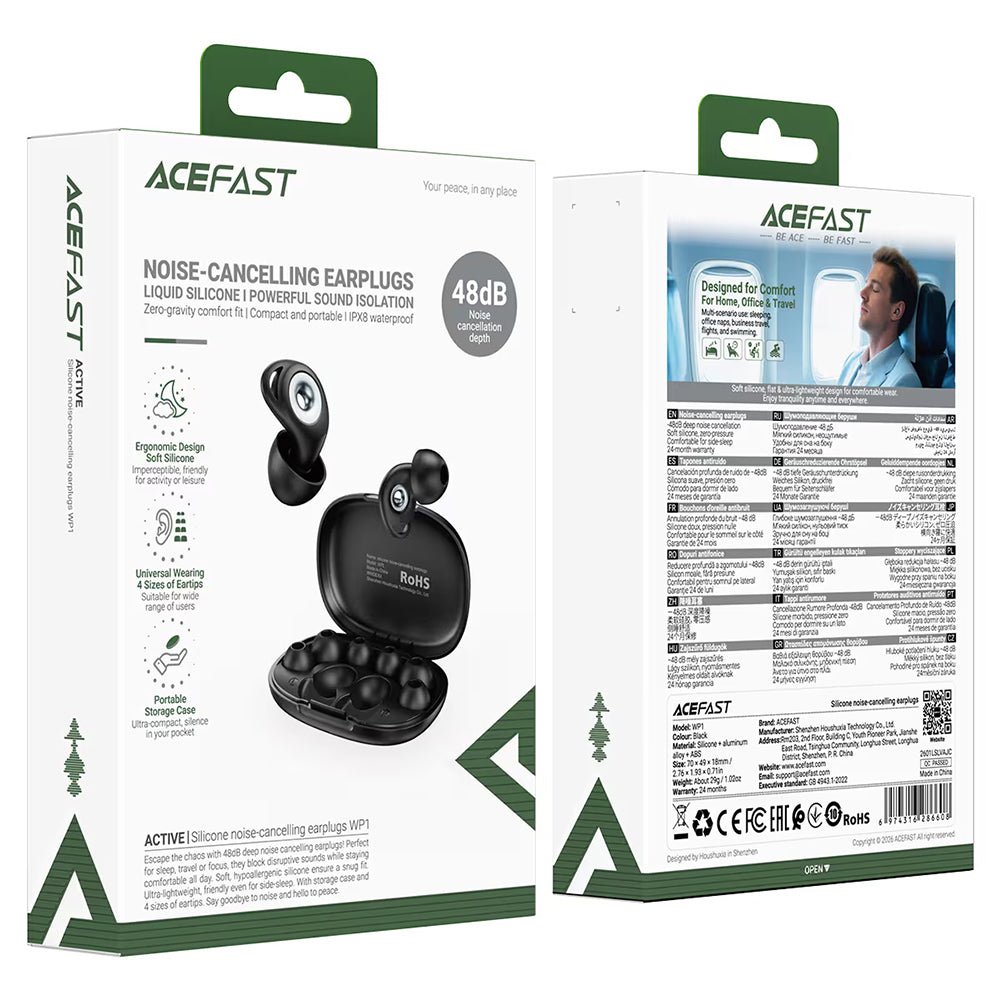 Auricolari Bluetooth Acefast WP1, TWS, ANC, Nero