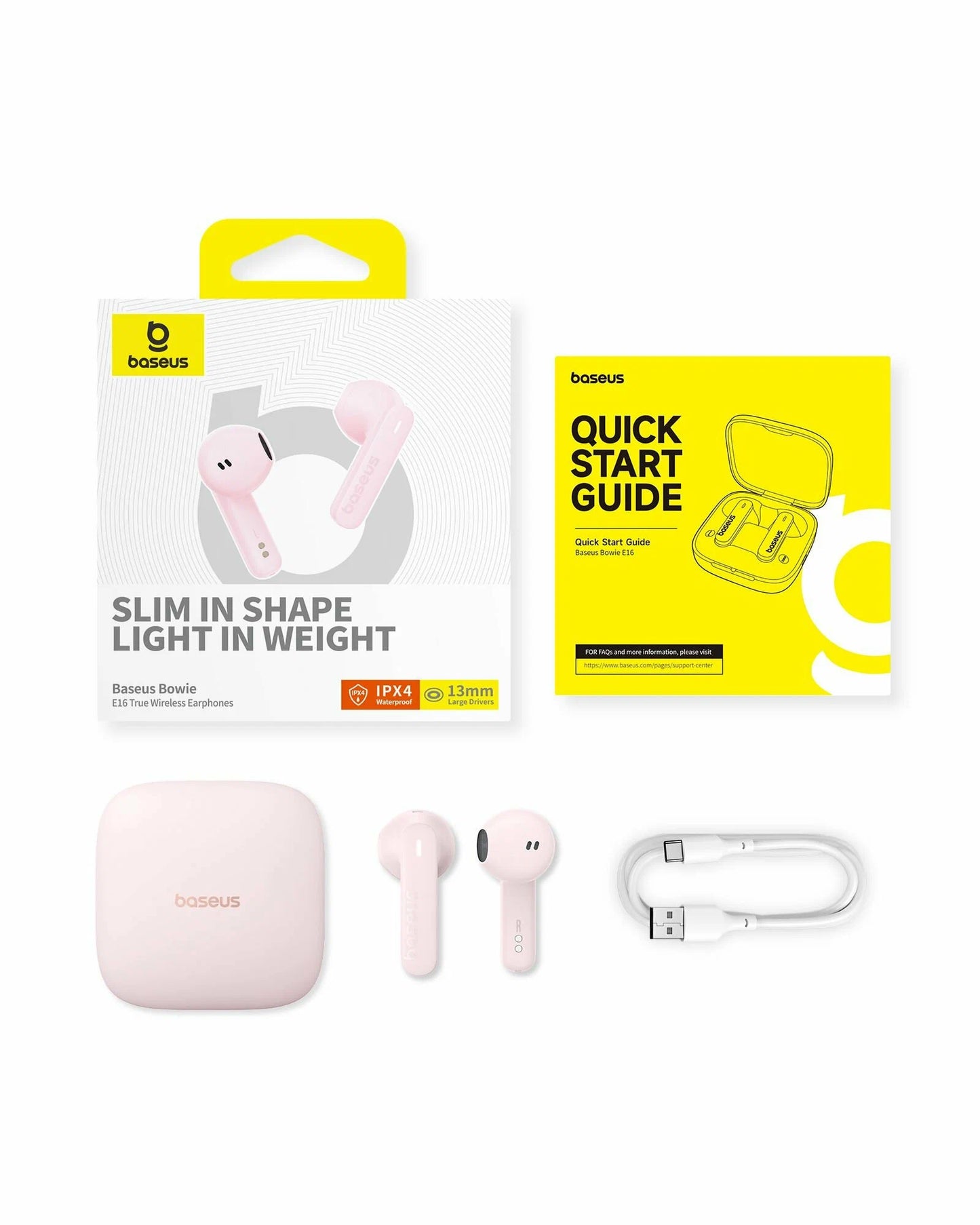 Écouteurs Bluetooth Baseus Bowie E16, TWS, Rose A00061900413-01