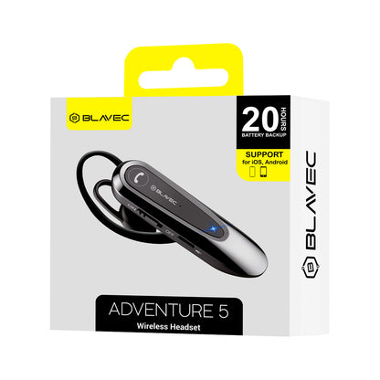 Bluetooth-Freisprecheinrichtung Blavec Adventure 5, MultiPoint, A2DP, Schwarz BHAD5-B