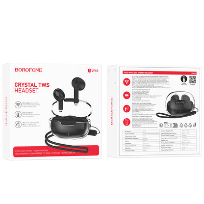 Kit mains libres Bluetooth Borofone BW46 Ice Flake, TWS, Noir