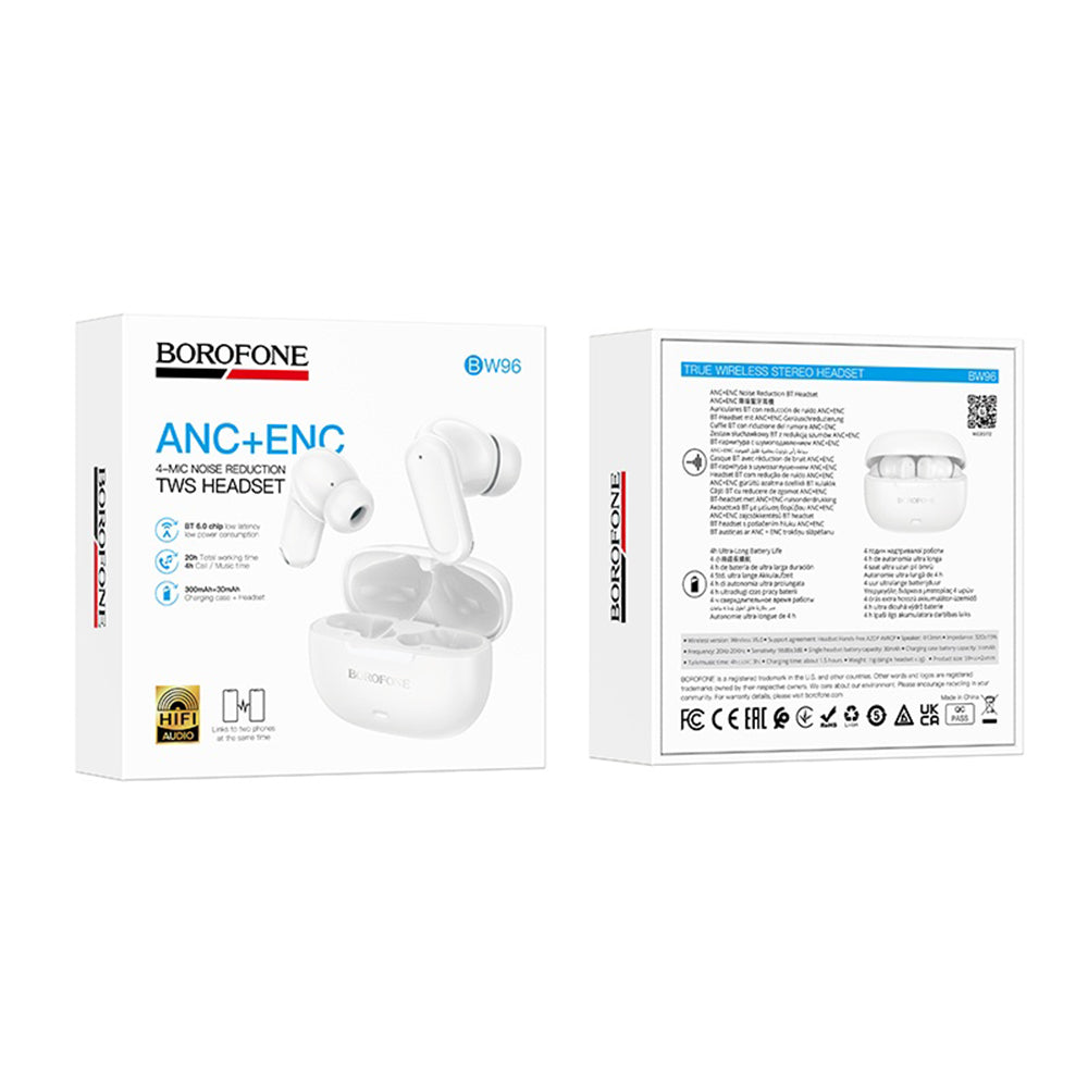 Freisprech-Bluetooth Borofone BW96 Mellow, TWS, Weiß