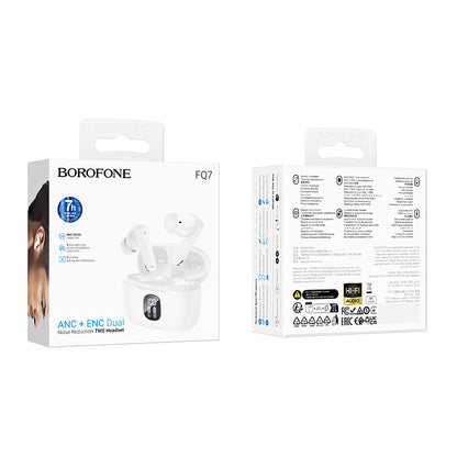 Auricolare Bluetooth Borofone FQ7 Treasure, TWS, ANC, MultiPoint, Bianco