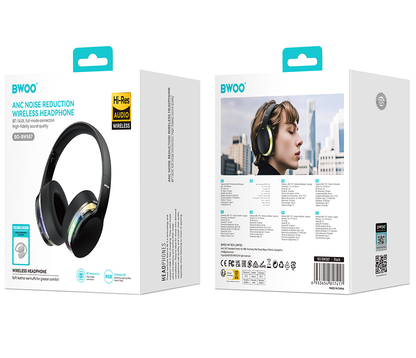 Auricolare Bluetooth BWOO BO-BW587, A2DP, ANC, Nero