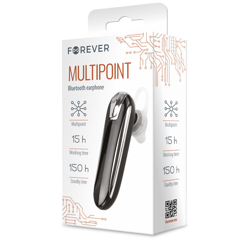 Mains libres Bluetooth Forever FBE-01, MultiPoint, Noir 