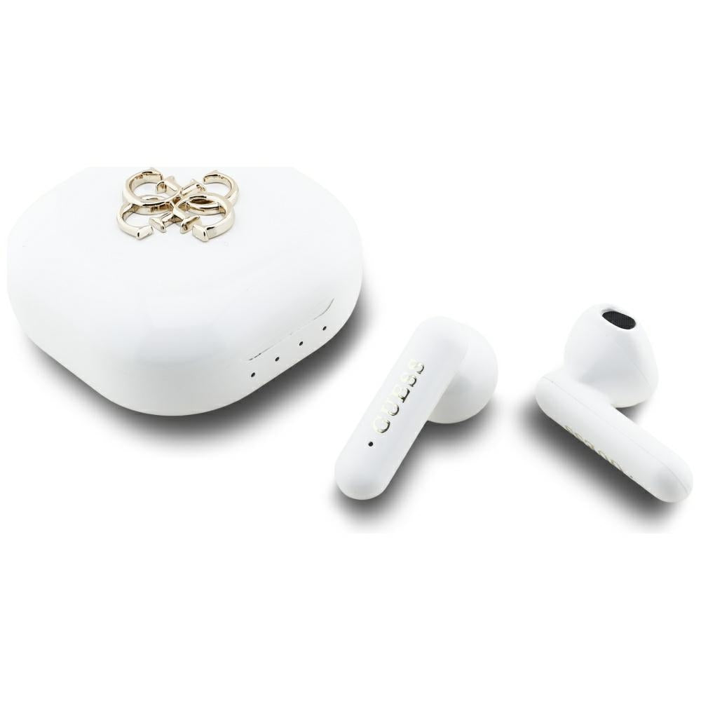 Kit mains libres Bluetooth Guess 4G Logo Métallique, TWS, Blanc