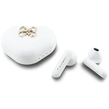 Kit mains libres Bluetooth Guess 4G Logo Métallique, TWS, Blanc