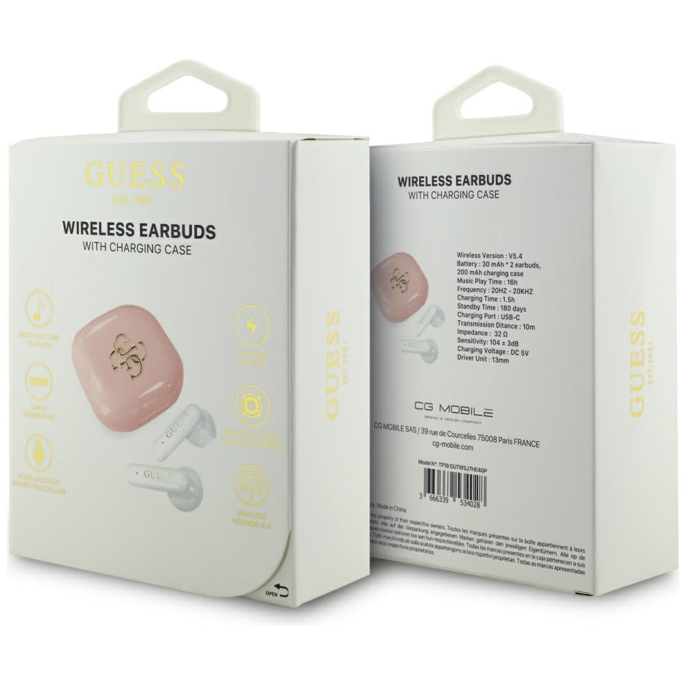 Bluetooth-Freisprecheinrichtung Guess 4G Metal Logo, TWS, Rosa