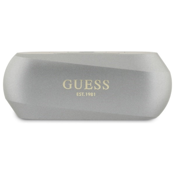 Écouteurs Bluetooth Guess avec logo métallique allongé imprimé, TWS, Gris