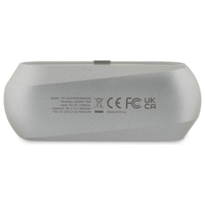 Écouteurs Bluetooth Guess avec logo métallique allongé imprimé, TWS, Gris