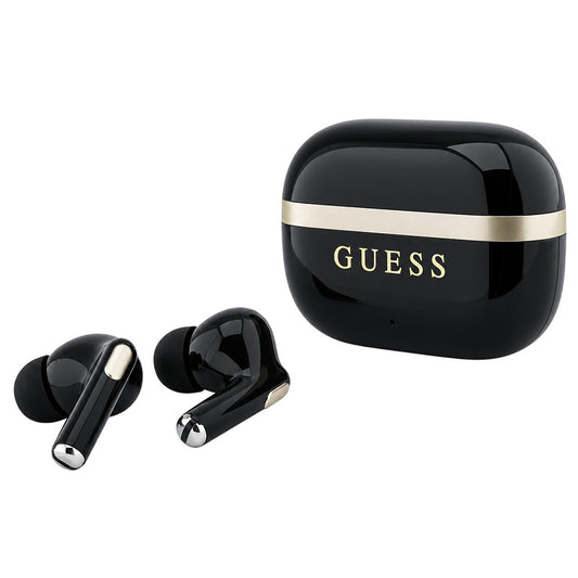 Guess Glossy Gold Line Printed Classic Logo Bluetooth-Headset, TWS, Schwarz