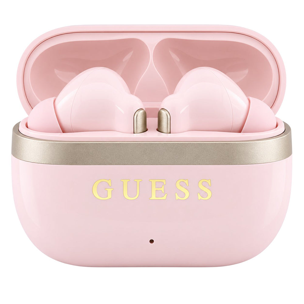Kit mains libres Bluetooth Guess Glossy Gold Line Printed Classic Logo, TWS, rose