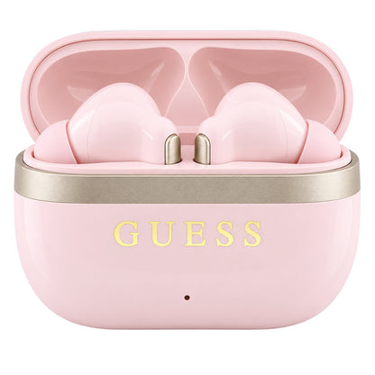 Kit mains libres Bluetooth Guess Glossy Gold Line Printed Classic Logo, TWS, rose