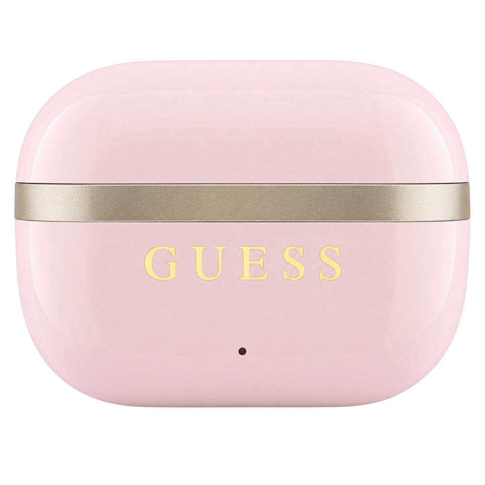 Kit mains libres Bluetooth Guess Glossy Gold Line Printed Classic Logo, TWS, rose