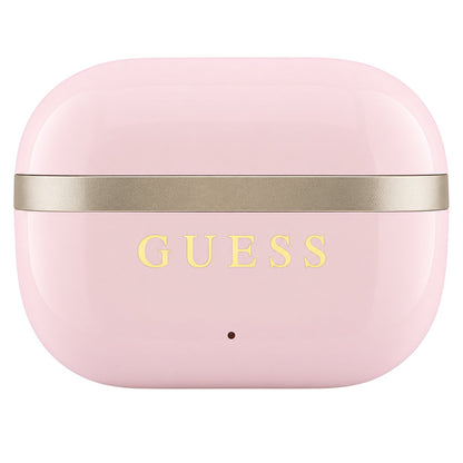 Kit mains libres Bluetooth Guess Glossy Gold Line Printed Classic Logo, TWS, rose