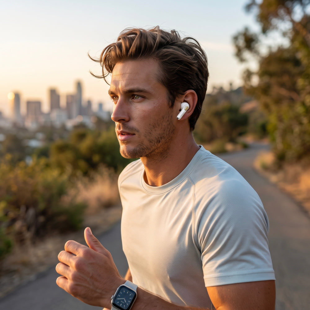 Kit mains libres Bluetooth Guess Glossy Gold Line Printed Classic Logo, TWS, rose
