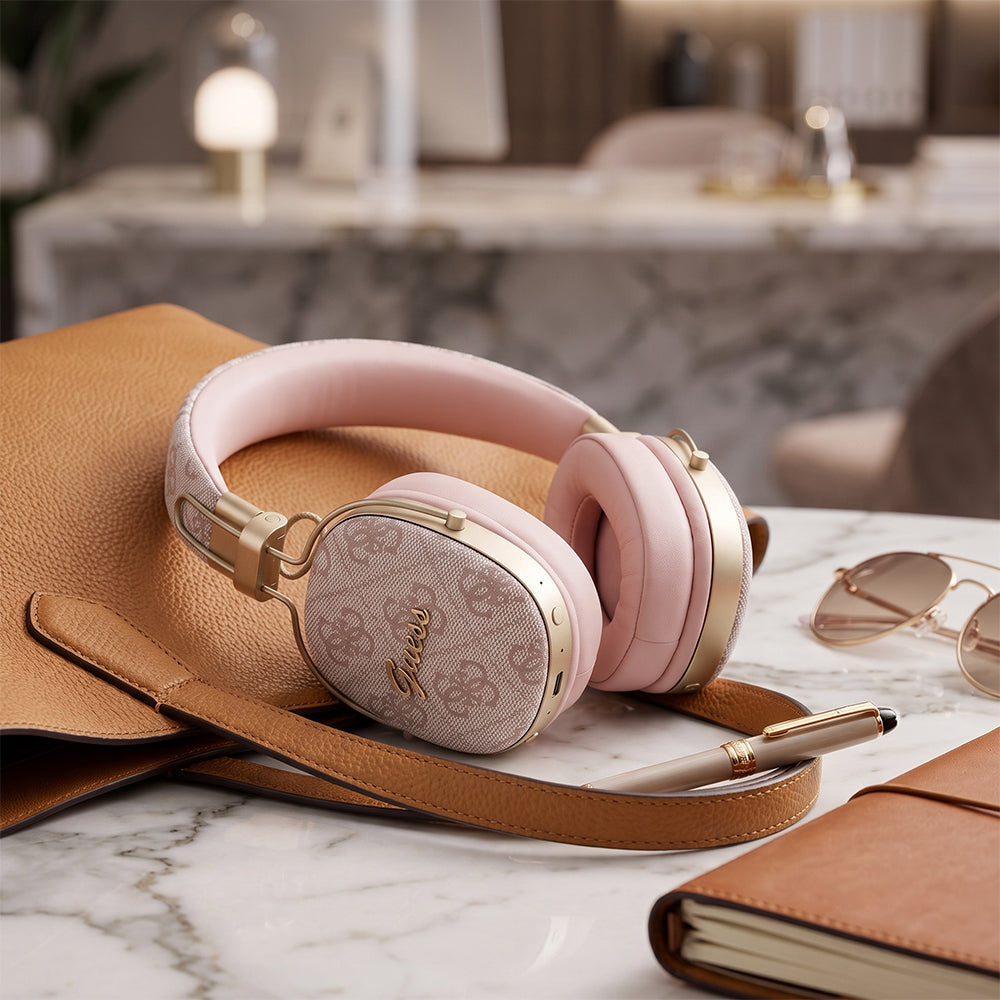 Casque Bluetooth Guess Metal 4G Script Logo, A2DP, Marron