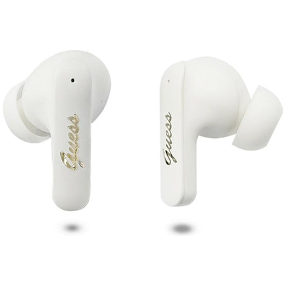 Auricolari Bluetooth Guess Script con Logo Metallico, TWS, Bianco