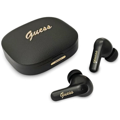 Écouteurs Bluetooth Guess Script Logo Métal, TWS, Noir