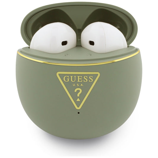 Écouteurs Bluetooth Guess Script Print, TWS, Kaki