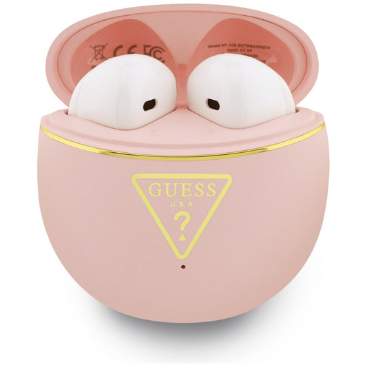 Écouteurs Bluetooth Guess Script Print, TWS, Rose