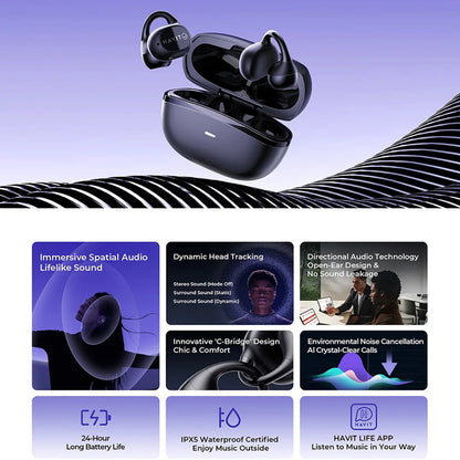 Kit mains libres Bluetooth HAVIT OWS916, TWS, Gris