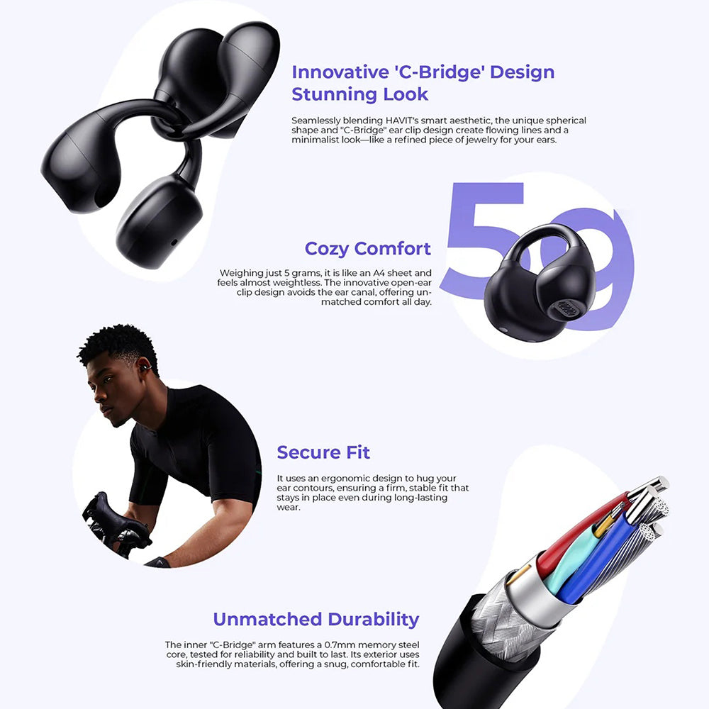 Kit mains libres Bluetooth HAVIT OWS916, TWS, Noir