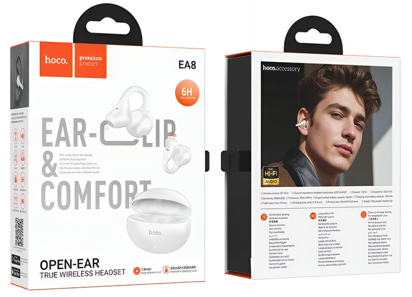 Kit mains libres Bluetooth HOCO EA8, TWS, Blanc