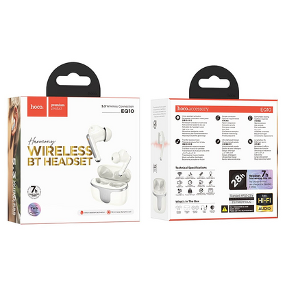 Auricolari Bluetooth HOCO EQ10, TWS, Bianco