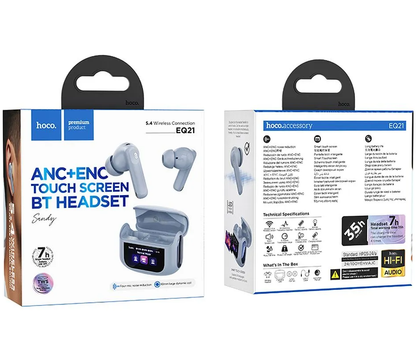 Kit mains libres Bluetooth HOCO EQ21, TWS, ANC, Bleu