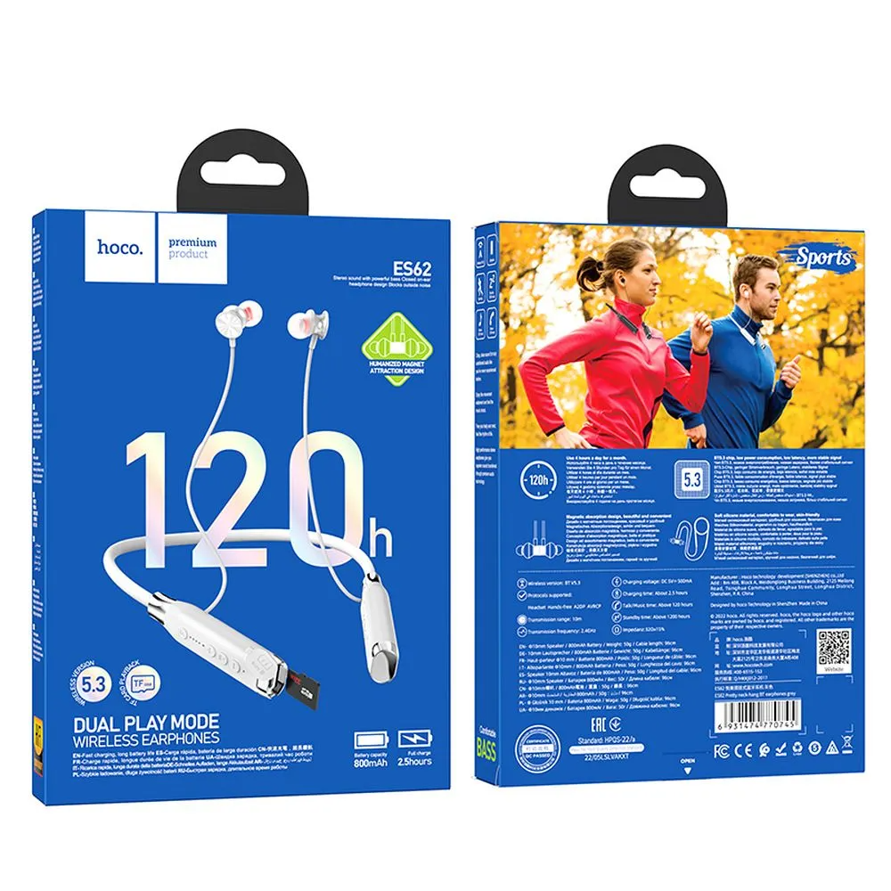 Kit mains libres Bluetooth HOCO ES62, A2DP, Gris