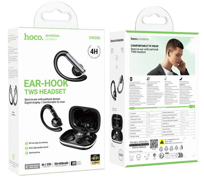 Kit mains libres Bluetooth HOCO EW206, TWS, Noir