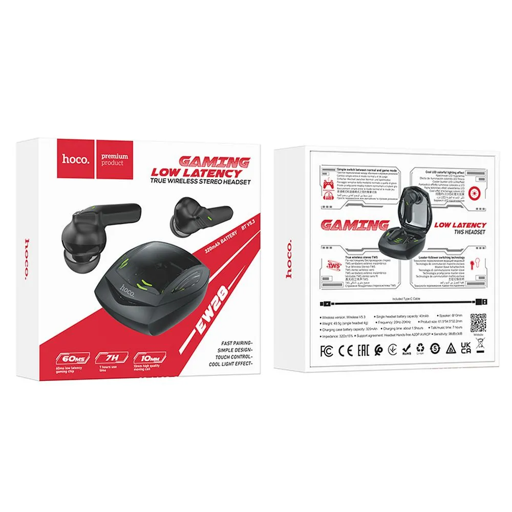 Bluetooth-Freisprecheinrichtung HOCO EW28, TWS, Schwarz