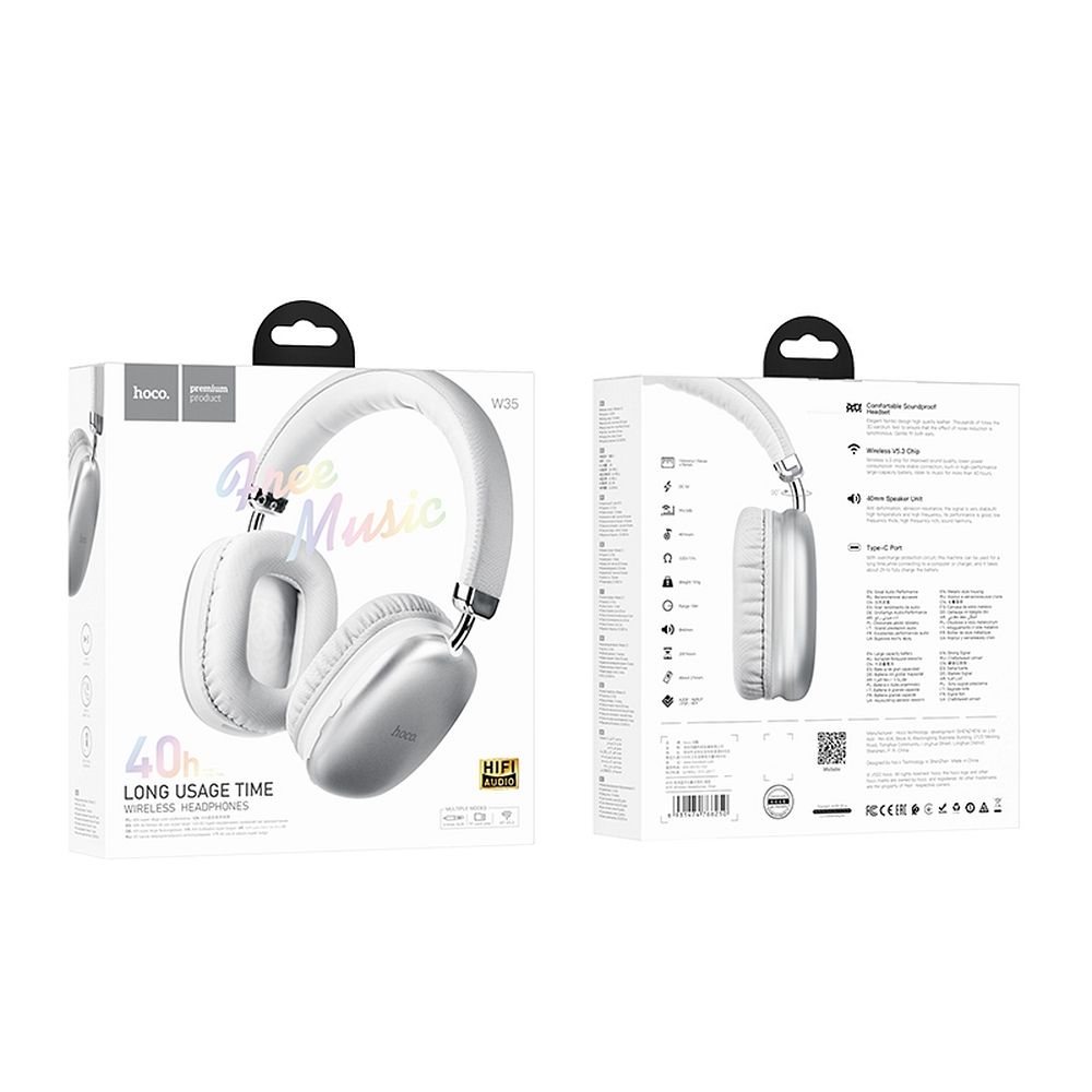 Handsfree Bluetooth HOCO W35, A2DP, Silber