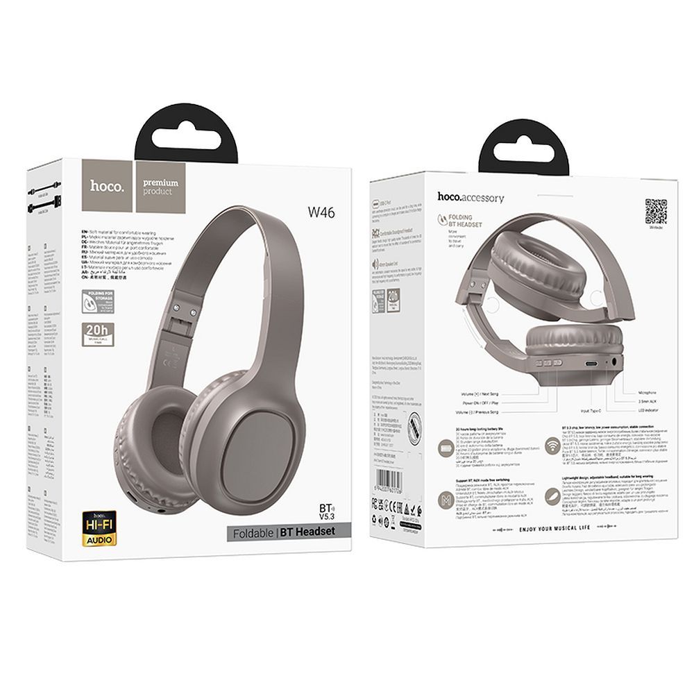 Auricolare Bluetooth HOCO W46, A2DP, Marrone