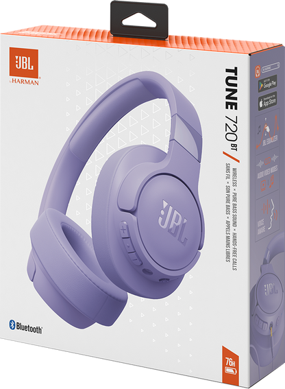 Kit mains libres Bluetooth JBL Tune 720BT, MultiPoint, A2DP, Mauve JBLT720BTPUR
