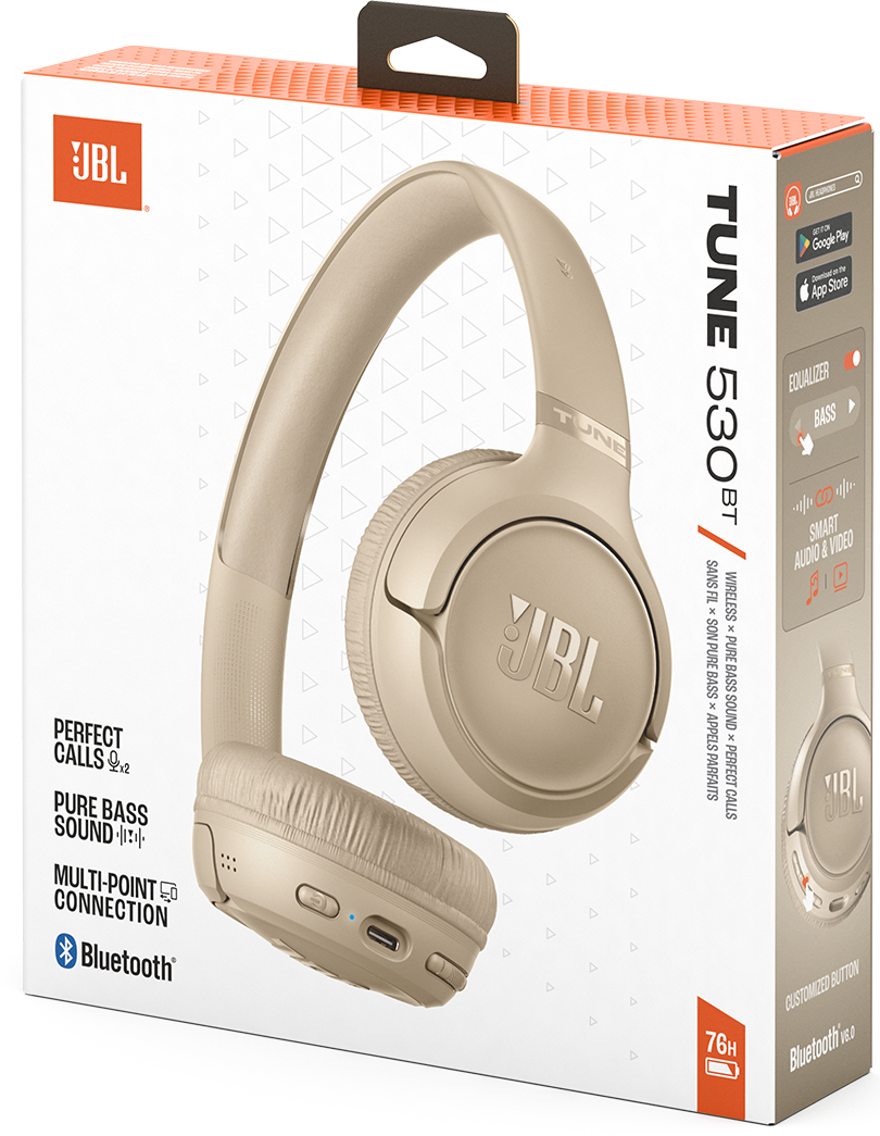 Kit mains libres Bluetooth JBL Tune 530BT, MultiPoint, A2DP, Beige JBLT530BTBEG