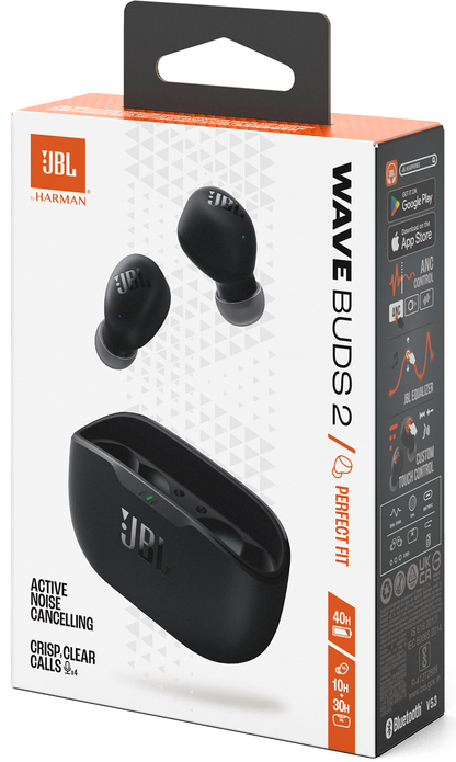 Auricolare Bluetooth JBL Wave Buds 2, TWS, ANC, MultiPoint, Nero JBLWBUDS2BLK