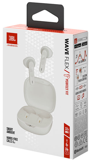 Handsfree Bluetooth JBL Wave Flex, TWS, Multipoint, Weiß JBLWFLEXWHT