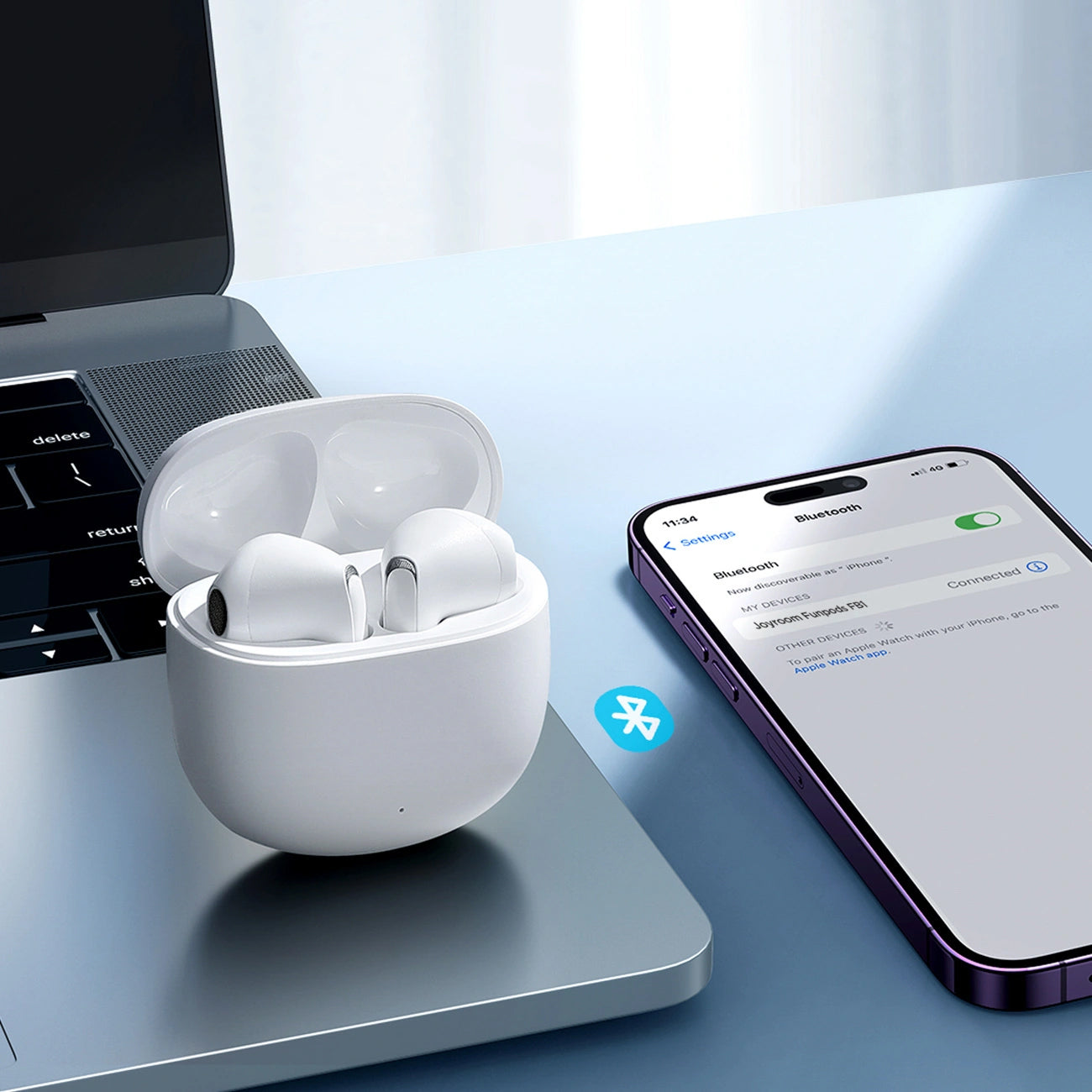 Auricolari Bluetooth Joyroom Funpods JR-FB1 Nuova Versione, TWS, Bianco