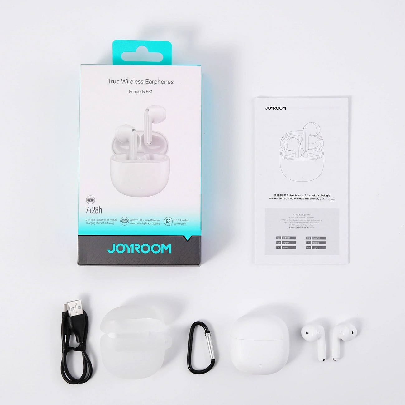 Auricolari Bluetooth Joyroom Funpods JR-FB1 Nuova Versione, TWS, Bianco