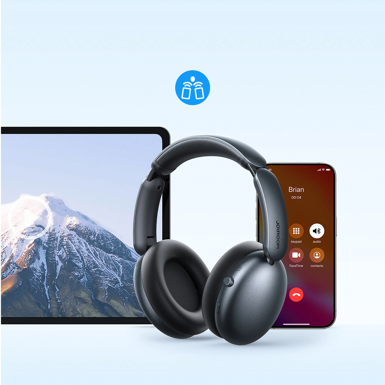 Bluetooth-Headset Joyroom JR-JH1, A2DP, ANC, Schwarz