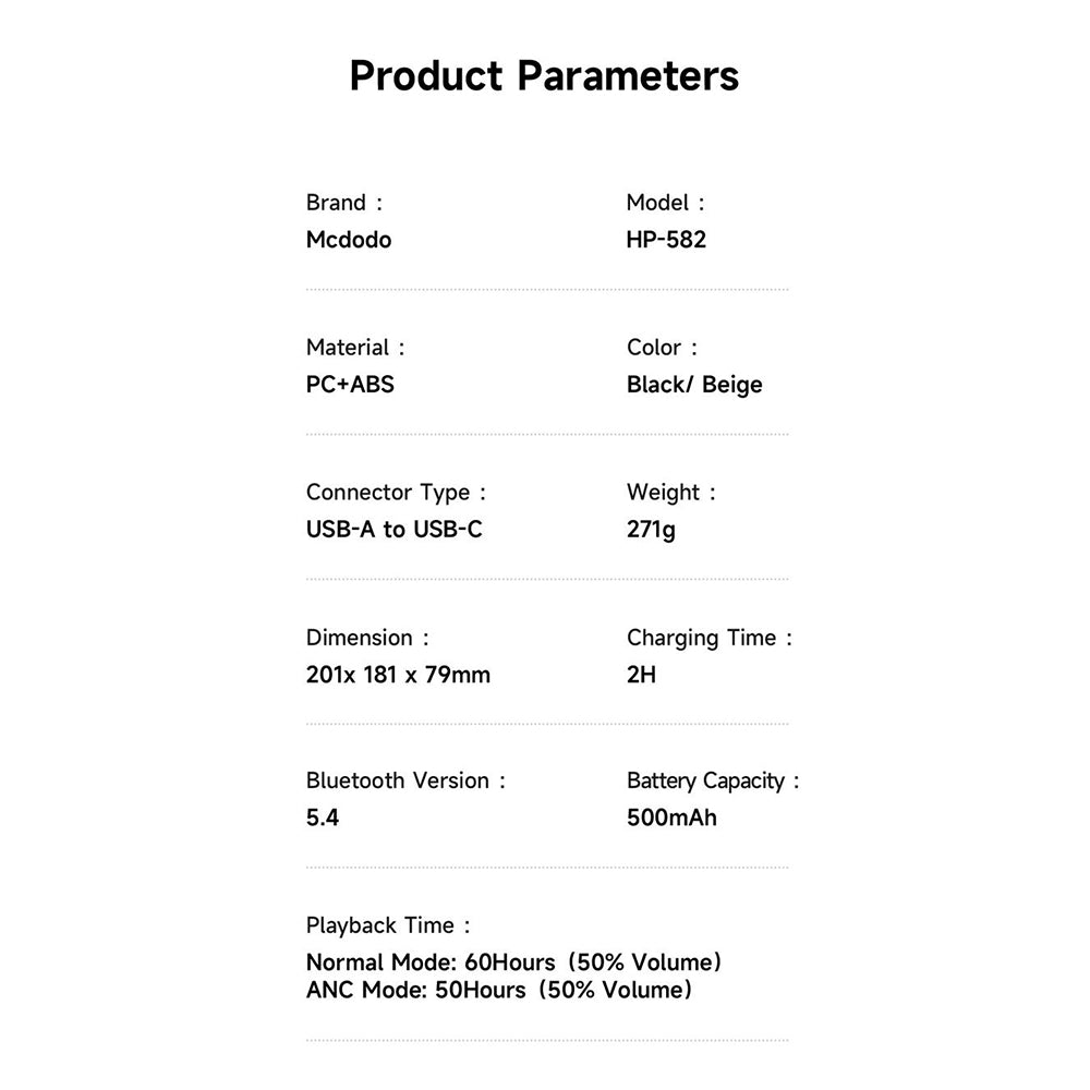 Kit mains libres Bluetooth McDodo HP-5821 T03, A2DP, ANC, Beige