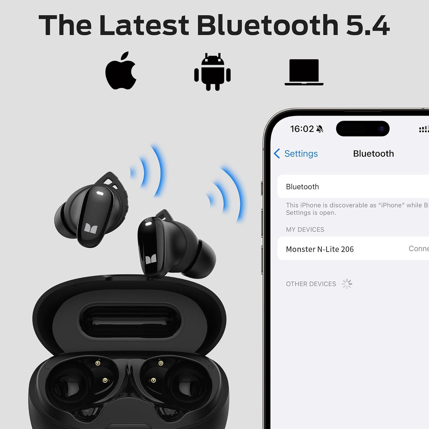 Handsfree Bluetooth Monster N-Lite 206, TWS, Nero