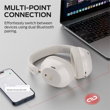 Bluetooth-Headset Monster Persona 6th, MultiPoint, A2DP, ANC, Weiß
