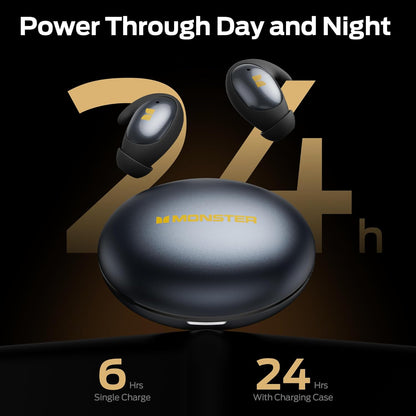 Auricolare Bluetooth Monster Sleep Ear100, TWS, Nero