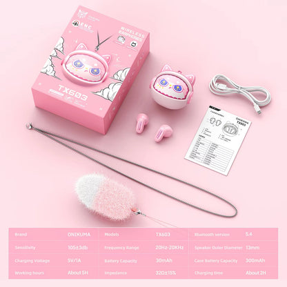 Bluetooth-Headset Onikuma TX603, TWS, Rosa