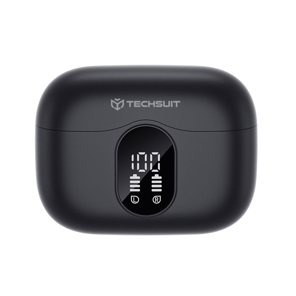 Kit mains libres Bluetooth Techsuit CW3 WaveBeat 100, TWS, ANC, Noir