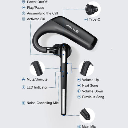 Freisprech-Bluetooth Techsuit PowerTalks G6, MultiPoint, A2DP, Schwarz