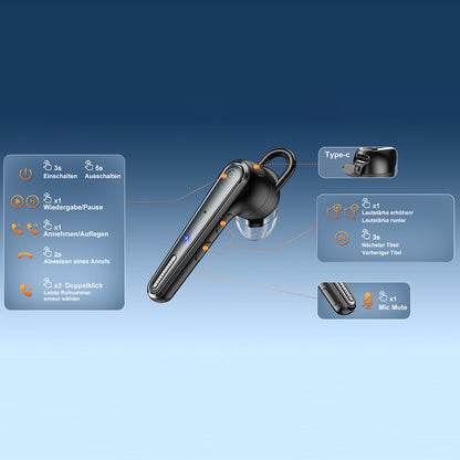 Auricolare Bluetooth Techsuit Voicera CB3, A2DP, Nero