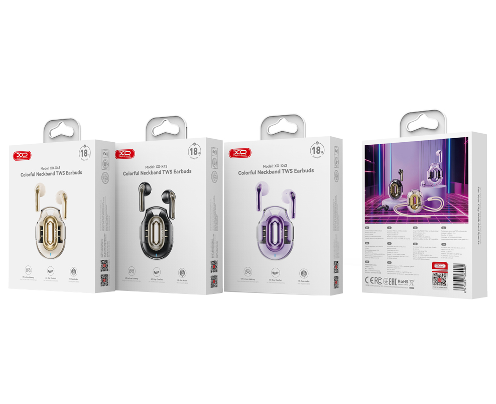 Auricolare Bluetooth XO Design X43, TWS, Viola